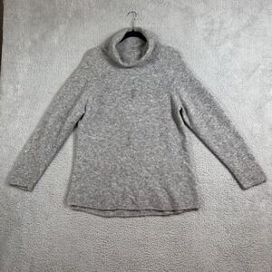 Alicia Adams Alpaca Sweater Womens Medium Gray Cowl Neck Pullover Soft Knit Cozy